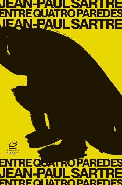 Capa de livro amarelo com texto preto e silhueta negra de pessoa