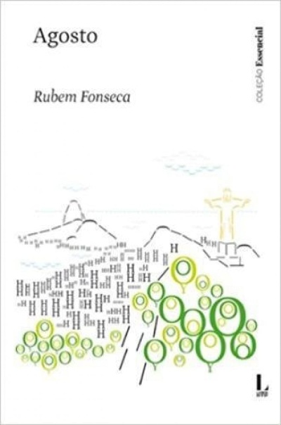Capa do livro Agosto de Rubem Fonseca com ilustração minimalista e estátua do Cristo Redentor
