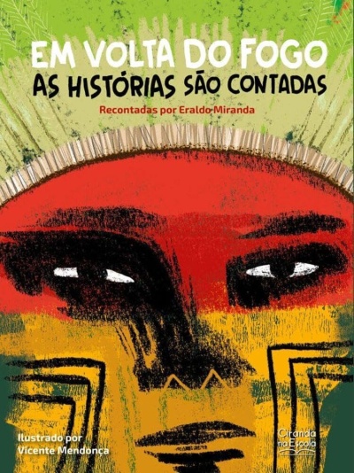 Capa de livro com rosto estilizado em vermelho, amarelo e verde e textos em preto e branco