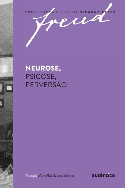 Capa de livro púrpura com título Neurose, psicose, perversão e informações do autor e tradutor