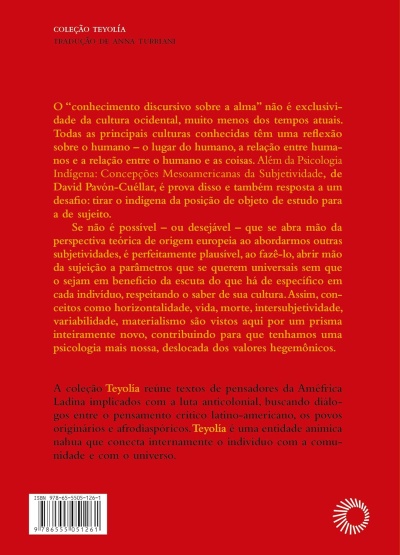 Capa traseira vermelha de livro com texto amarelo e preto, código de barras e símbolo circular branco.