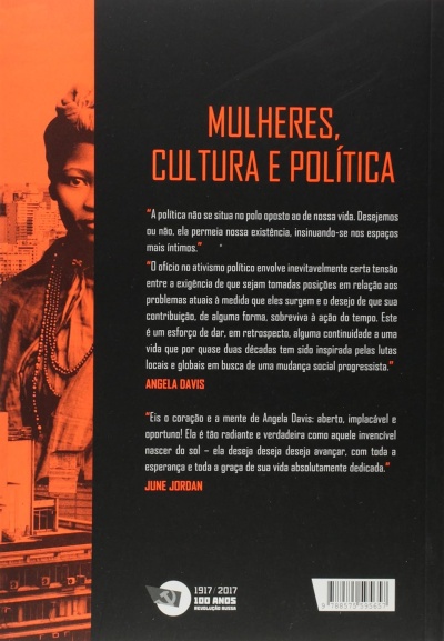 Capa de livro preta e alaranjada com título e texto em português e imagem de mulher na esquerda