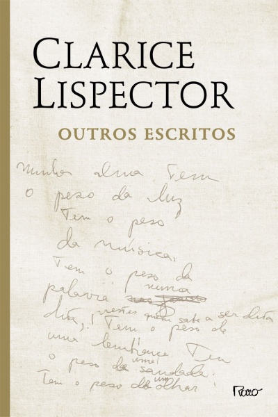 Capa do livro Clarice Lispector Outros Escritos com texto manuscrito e fundo bege