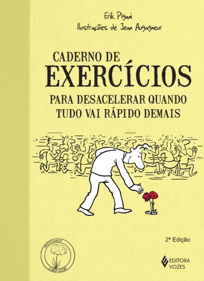 Capa de livro amarela com ilustração e texto em português