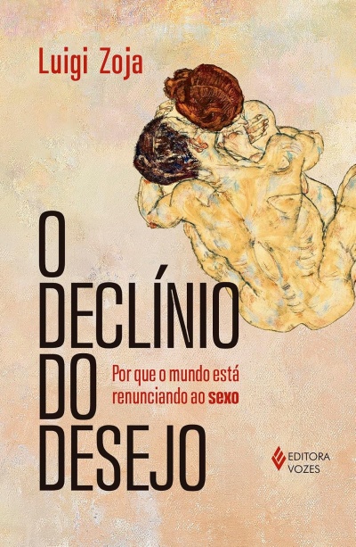 Capa de livro O DECLÍNIO DO DESEJO com ilustração de duas figuras humanas nuas entrelaçadas