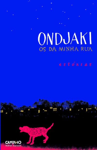 Capa de livro azul com texto e cão rosa em silhueta negra