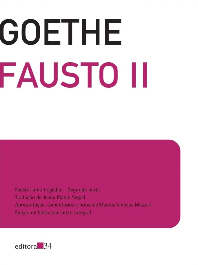 Capa de livro FAUSTO II de Goethe com design branco e rosa