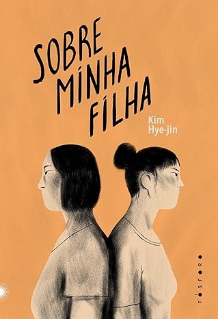 Capa de livro laranja com título, autor e ilustração de duas mulheres de perfil.