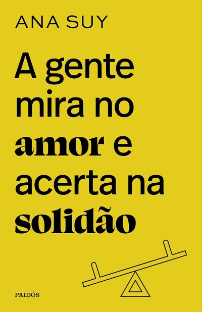 Capa de livro amarela com texto em preto e ilustração simples de gangorra.