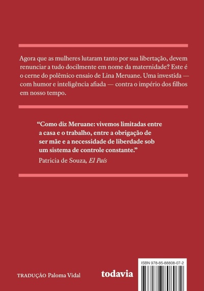 Capa traseira de livro vermelha com texto branco e código de barras