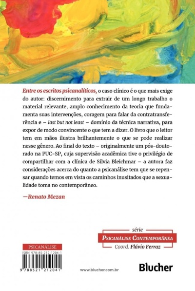 Contracapa de livro com texto em português e fundo colorido em amarelo, vermelho, verde e azul