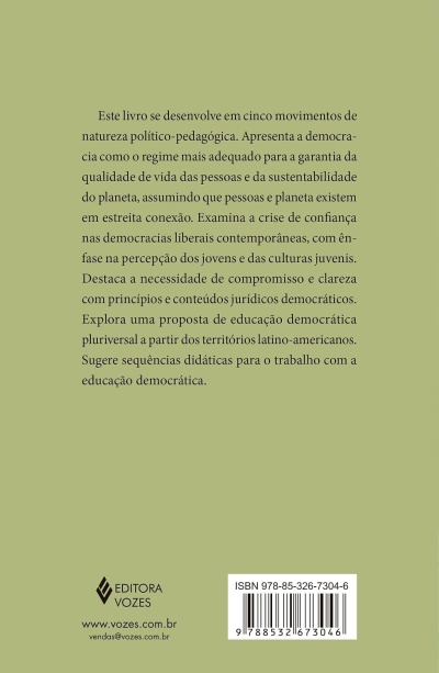 Capa traseira de livro verde claro com texto e código ISBN.