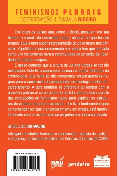 Contracapa de livro com texto explicativo, código de barras e logos de editoras