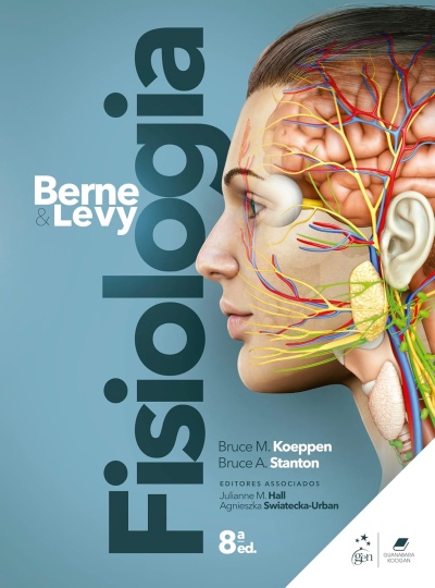 Capa de livro azul com título Fisiologia e perfil humano mostrando sistema nervoso e vasos sanguíneos