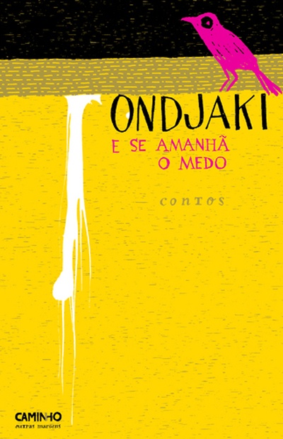 Capa de livro amarela com título e pássaro rosa