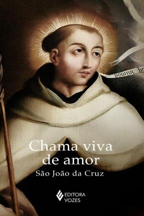 Capa de livro com pintura de São João da Cruz e título Chama viva de amor.