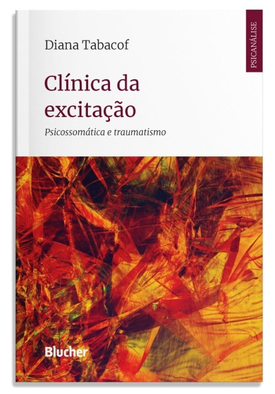Capa de livro Clínica da excitação de Diana Tabacof com design abstrato em tons laranja e vermelho