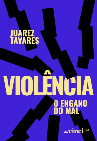 Capa de livro azul com texto amarelo e feixes pretos