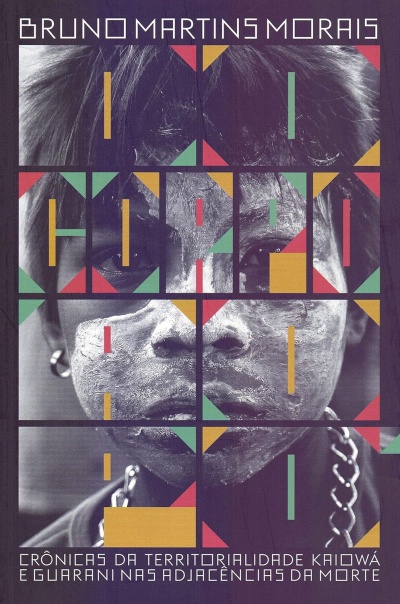 Capa de livro com rosto de criança pintada, texto e padrões geométricos coloridos