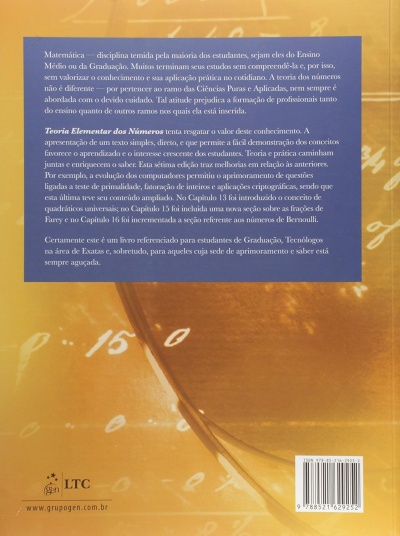 Contracapa de livro com texto explicativo em fundo amarelo e azul, código de barras e logótipos LTC e gen.