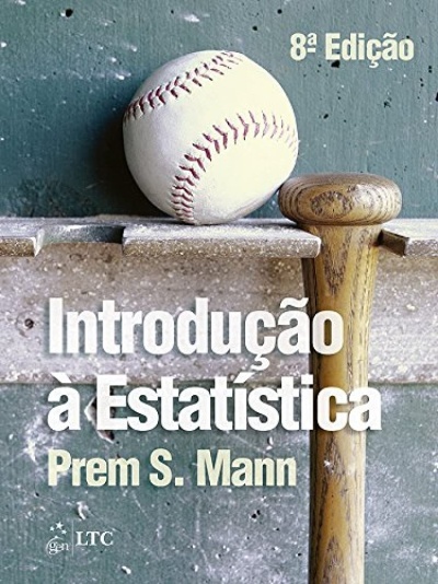 Capa de livro Introdução à Estatística com bola e taco de basebol