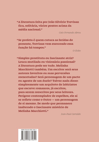 Verso de livro com texto em português e código de barras ISBN