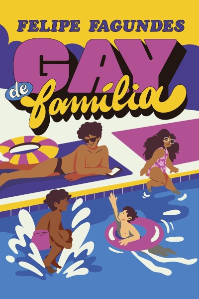 Ilustração colorida com duas pessoas na borda de uma piscina e duas na água, e texto de título em letras grandes