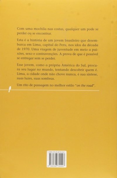 Capa trasera de livro amarelo com texto em português e código de barras.