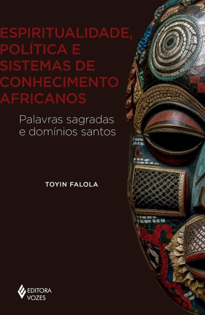 Capa de livro com máscara africana colorida e texto em português