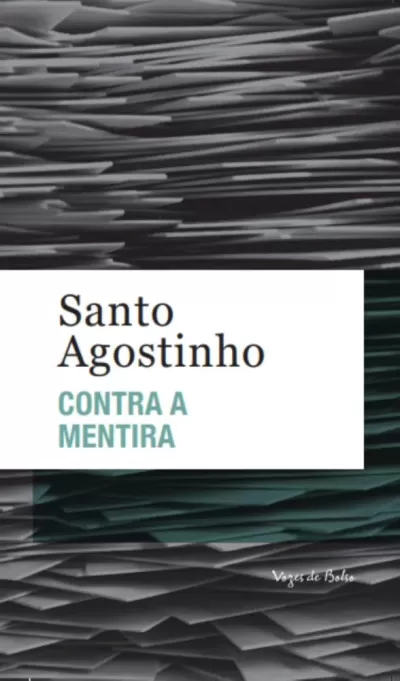 Capa de livro Santo Agostinho CONTRA A MENTIRA com fundo abstrato cinza