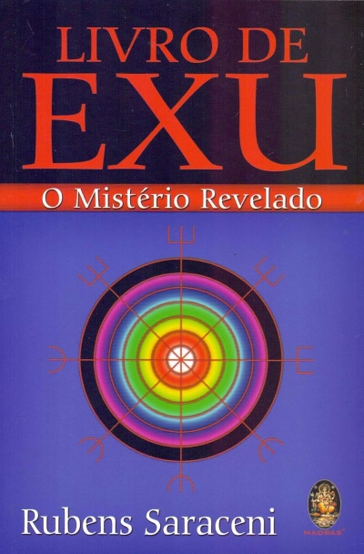 Capa de livro LIVRO DE EXU O Mistério Revelado de Rubens Saraceni com símbolo colorido.