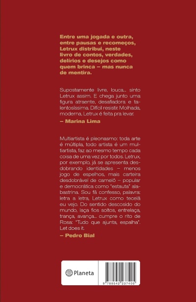 Contracapa de livro vermelha com texto amarelo e branco, selo Planeta e código de barras.