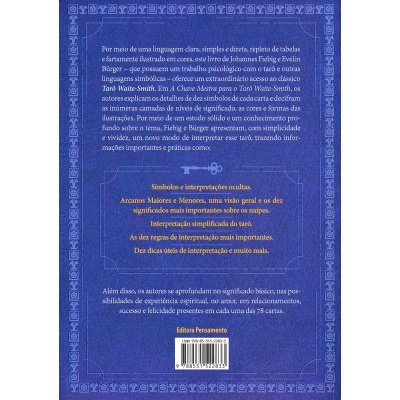Contracapa de livro azul com texto informativo e código de barras