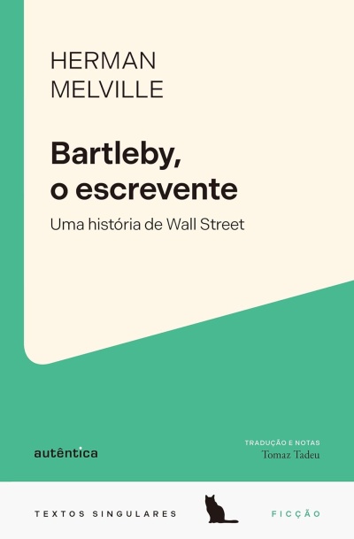 Capa de livro Bartleby, o escrevente com design limpo em verde e creme.