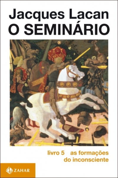 Capa de livro O Seminário de Jacques Lacan com pintura histórica e texto