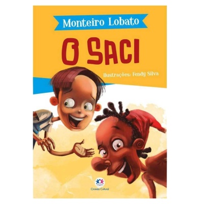 Capa do livro O Saci de Monteiro Lobato com ilustrações de Fendy Silva.