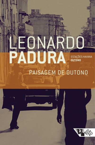 Capa de livro com texto e fotografia em sépia de rua com pessoas e carros