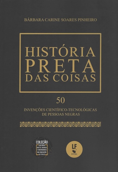 Capa de livro preto com texto dourado e logos na parte inferior.