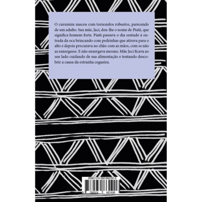Capa de livro preta com padrão geométrico branco e texto em português na parte superior.