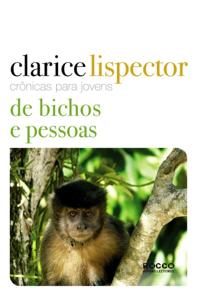 Capa de livro com título e foto de um macaco numa árvore