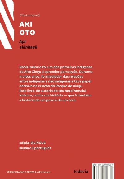 Contracapa de livro vermelha com texto branco e preto e código de barras