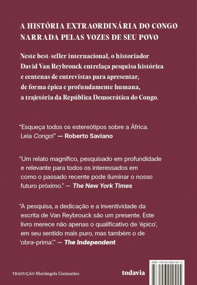 Contracapa de livro bordô com texto em branco e cinza e código de barras