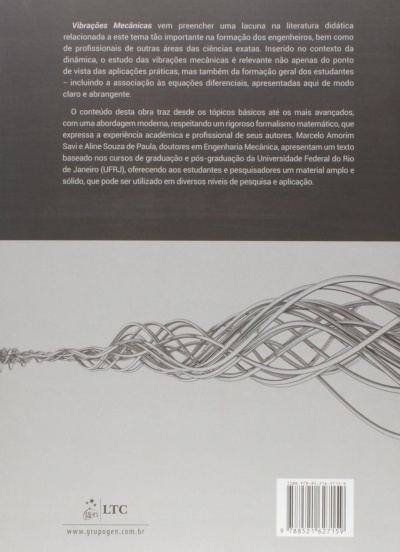 Parte traseira de livro com texto, padrão de ondas entrelaçadas e código de barras