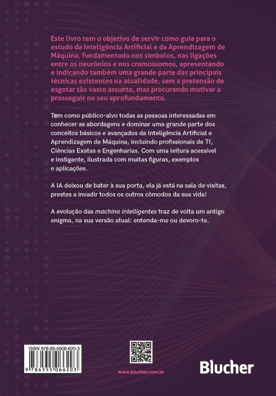 Contracapa de livro sobre inteligência artificial com texto em português e código de barras
