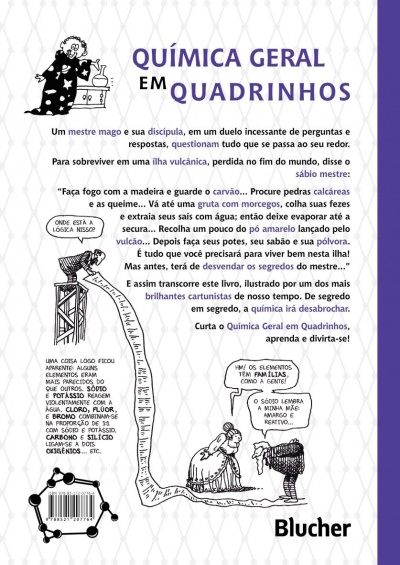 Capa do livro QUÍMICA GERAL EM QUADRINHOS com texto e ilustrações a preto e branco