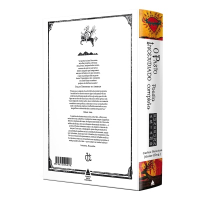 Livro O PASTO INCENDIADO poesia completa com capa branca e ilustrações coloridas