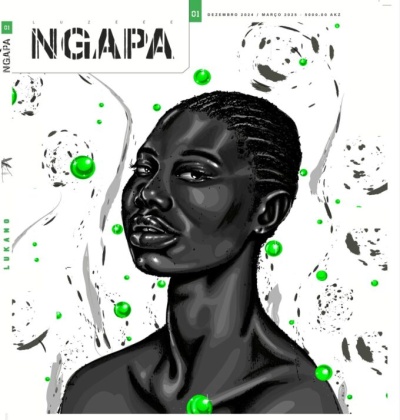 Capa da revista Luzééé NGAPA com ilustração de mulher negra e pontos verdes