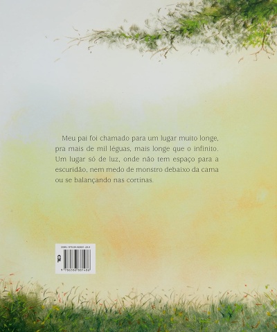 Capa traseira de livro com texto em português e ilustração natural