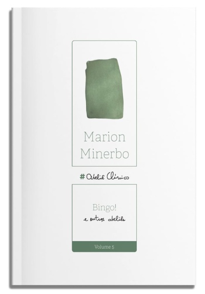 Capa branca de livro com texto e mancha verde aquarela