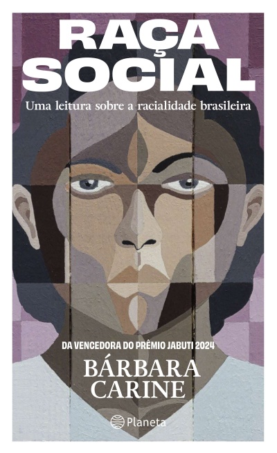 Capa de livro Raça Social sobre racidalidade brasileira com rosto estilizado em diferentes tons.